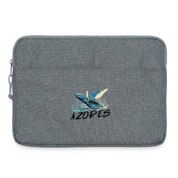 Vague abstraite bleue avec baleine à bosses - Sacoche pour ordinateur portable 15 pouces - gris chiné - Devant