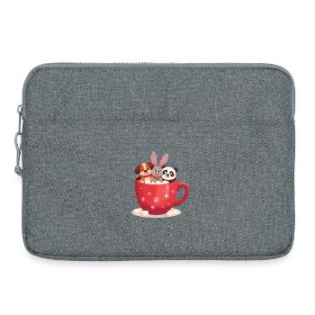 Trio de chocolats chauds – Mignons animaux des Fêtes - Sacoche pour ordinateur portable 15 pouces - gris chiné - Devant