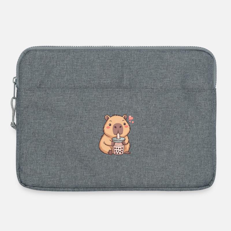 Beaver Bubble Tea Charm - Laptop bag 15" - heather grey