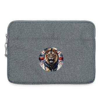 Proud British Lion and Union Jack Print - Laptop bag 15" - heather grey - Front