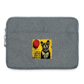 Life is better with a Frenchie - Laptop bag 15" - heather grey - Front