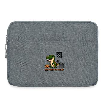 « Gruselsaurus » - Dinosaure Pixel Art 🎃🦖 - Sacoche pour ordinateur portable 15 pouces - gris chiné - Devant