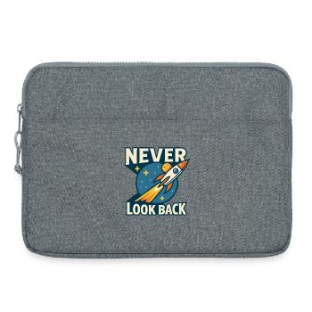 Never Look Back Rakete Motiv Retro Space - Laptoptasche 15" - Grau meliert - Vorne