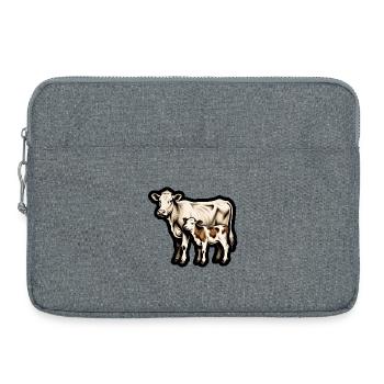 Mutterkuh mit Kalb – Retro Tierillustration - Laptoptasche 15" - Grau meliert - Vorne