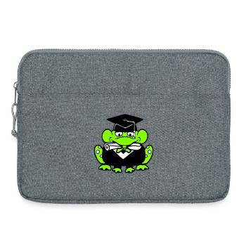 frog graduation high school diploma passed college cute - Laptop bag 15" - heather grey - Front