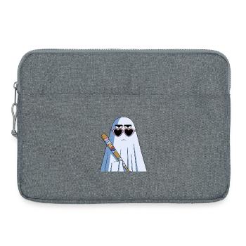 Sarcastic Ghost with Heart Shades & Bat - Laptop bag 15" - heather grey - Front