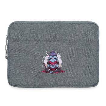 Blauer Oni in mystischer Meditation - Laptoptasche 15" - Grau meliert - Vorne