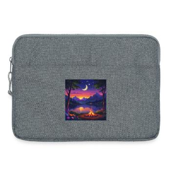 Mondnacht am Bergsee Lagerfeuer - Laptoptasche 15" - Grau meliert - Vorne