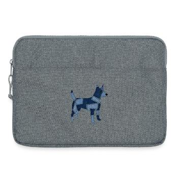 Chien en patchwork en denim - Sacoche pour ordinateur portable 15 pouces - gris chiné - Devant
