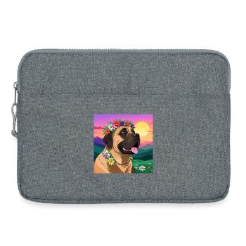 Mastiff with floral wreath - Laptop bag 15" - heather grey - Front