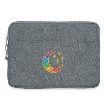Bébé Lune | Arc-en-ciel Lune Étoile Paillettes - Sacoche pour ordinateur portable 15 pouces - gris chiné - Devant