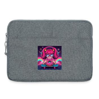 Pink Girl Skate Neon Donut - Laptop bag 15" - heather grey - Front