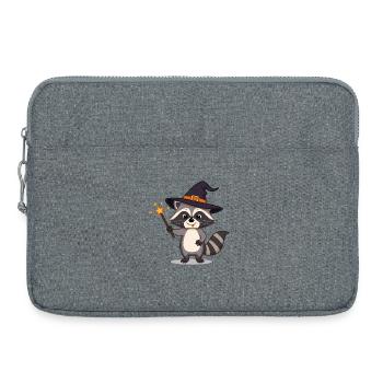 Mignon raton laveur sorcier avec chapeau et baguette magique - Sacoche pour ordinateur portable 15 pouces - gris chiné - Devant