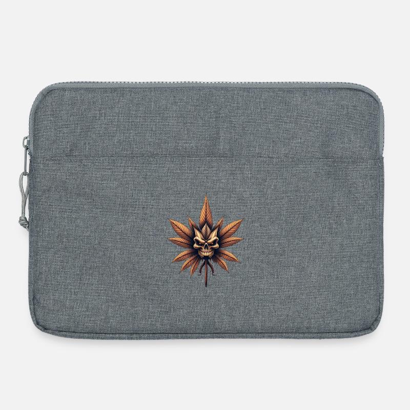Schädelblatt Gothic Cannabis - Laptoptasche 15" - Grau meliert