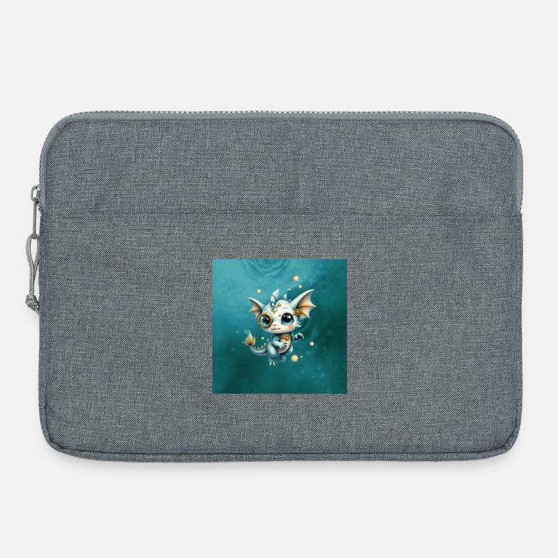 Steampunk Drache Blaues Monokel - Laptoptasche 15" - Grau meliert