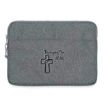 Trauzeuge 2026 gendergerecht Hochzeit Kreuz Fisch - Laptoptasche 15" - Grau meliert - Vorne