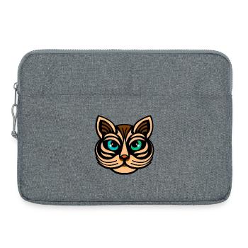 Illustration de chat mystique à deux yeux - Sacoche pour ordinateur portable 15 pouces - gris chiné - Devant