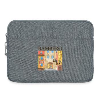 Bamberg, Bavière, Dessin à la main - Sacoche pour ordinateur portable 15 pouces - gris chiné - Devant