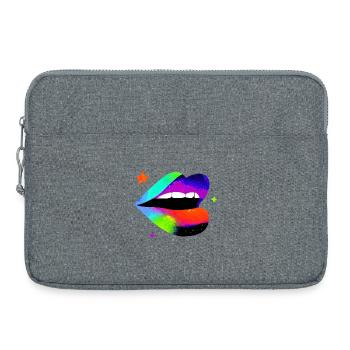 Regenbogen Lippe Pop Art - Laptoptasche 15" - Grau meliert - Vorne