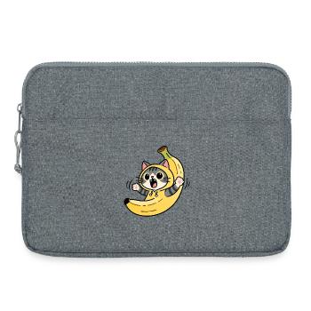 Chat Banane Kawaii - Sacoche pour ordinateur portable 15 pouces - gris chiné - Devant