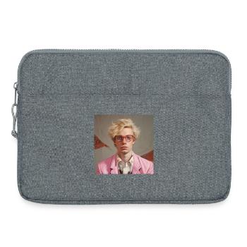 Blonder Stil Rosa Jacke Florales Hemd - Laptoptasche 15" - Grau meliert - Vorne