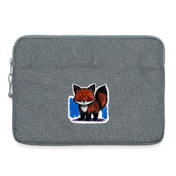Petit renard (dessin au crayon de couleur) - Sacoche pour ordinateur portable 15 pouces - gris chiné - Devant