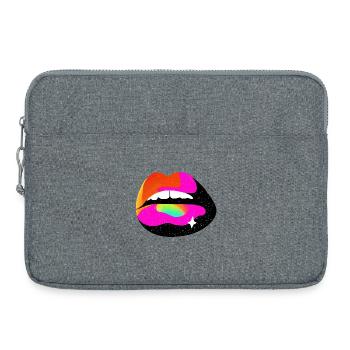 Regenbogen Lippe Pop Art - Laptoptasche 15" - Grau meliert - Vorne