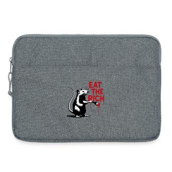 Ratte mit Botschaft Eat the Rich - Laptoptasche 15" - Grau meliert - Vorne