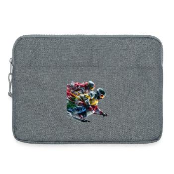 Bunte Skifahrer auf der Piste - Laptoptasche 15" - Grau meliert - Vorne