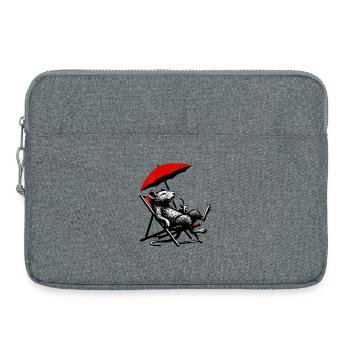 Ratte am Strand mit Cocktail - Laptoptasche 15" - Grau meliert - Vorne