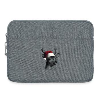 Reindeer with Santa hat in dot style - Laptop bag 15" - heather grey - Front