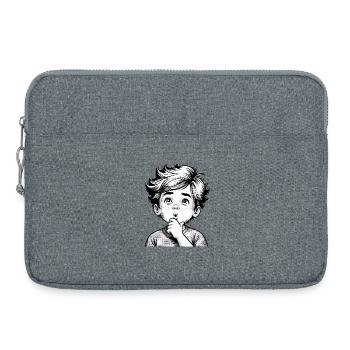 Surprised Thoughtful Boy | Thoughtful Boy - Laptop bag 15" - heather grey - Front