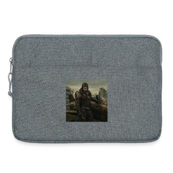 Steampunk-Pilot auf postapokalyptischen Ruinen - Laptoptasche 15" - Grau meliert - Vorne