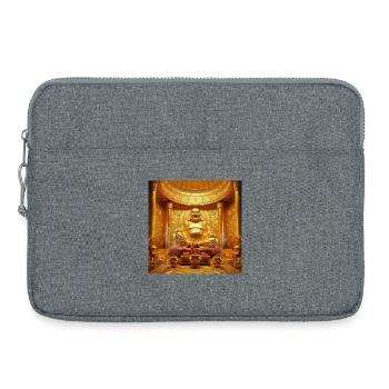 Temple de Bouddha Bitcoin doré - Sacoche pour ordinateur portable 15 pouces - gris chiné - Devant