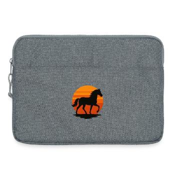 Silhouette de cheval au coucher du soleil - Sacoche pour ordinateur portable 15 pouces - gris chiné - Devant