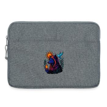 Seelenflamme – Kosmisches Wolfskunst-Design - Laptoptasche 15" - Grau meliert - Vorne