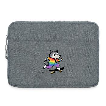 Regenbogen Wolf Schlittschuh - Laptoptasche 15" - Grau meliert - Vorne