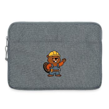 Beaver Construction Worker Bob Helm Hello Plan Builder - Laptop bag 15" - heather grey - Front