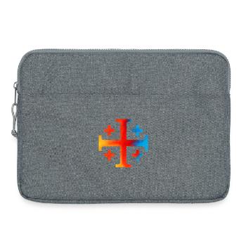 Croix du Caire (Croix de Jérusalem) – Feu et azur - Sacoche pour ordinateur portable 15 pouces - gris chiné - Devant
