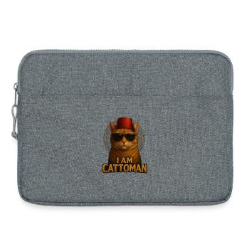 I Am Cattoman – Vintage Streetwear mit Retro-Katze - Laptoptasche 15" - Grau meliert - Vorne