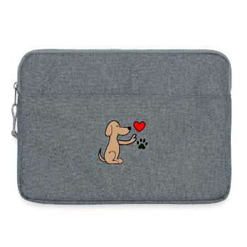 Hund mit Herz- und Pfotenabdruck - Laptoptasche 15" - Grau meliert - Vorne