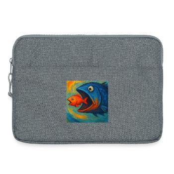 Poissons de la mer bleue à la recherche du poisson rouge - Sacoche pour ordinateur portable 15 pouces - gris chiné - Devant
