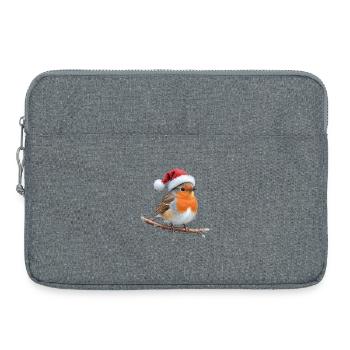 Robin Santa Hat on Branch - Laptop bag 15" - heather grey - Front