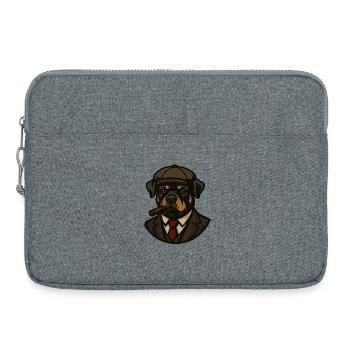 Rottweiler Hund im Anzug mit Zigarre - Laptoptasche 15" - Grau meliert - Vorne