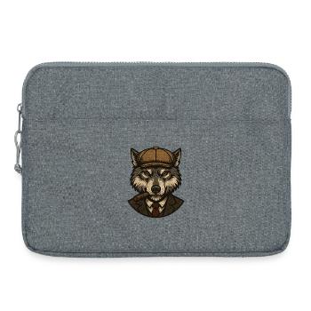 Loup en béret et cigare - Sacoche pour ordinateur portable 15 pouces - gris chiné - Devant