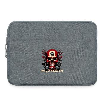 Wild Power Skull Motorrad Kunst - Laptoptasche 15" - Grau meliert - Vorne