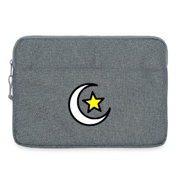 Mondsichel & Stern | Islamisches Symbol Line Art - Laptoptasche 15" - Grau meliert - Vorne