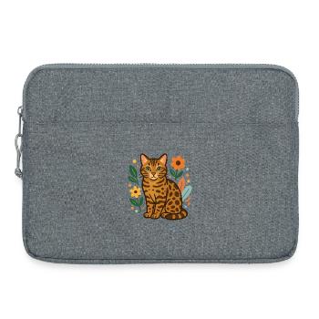 Bengal cat among flowers - Laptop bag 15" - heather grey - Front