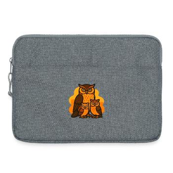 Eule mit seiner Familie - Laptoptasche 15" - Grau meliert - Vorne