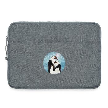 Two penguins in painted winter design - Laptop bag 15" - heather grey - Front